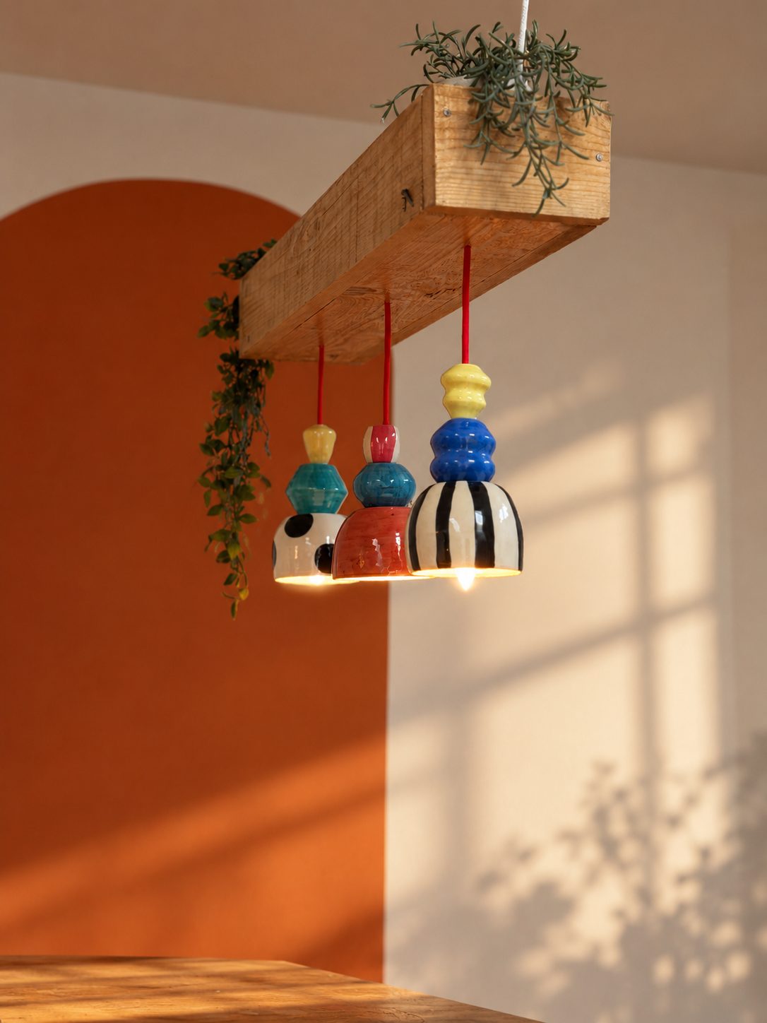 Stropna lampa Bubimir stropna keramicka lampa Bubimir na drvenoj gredi