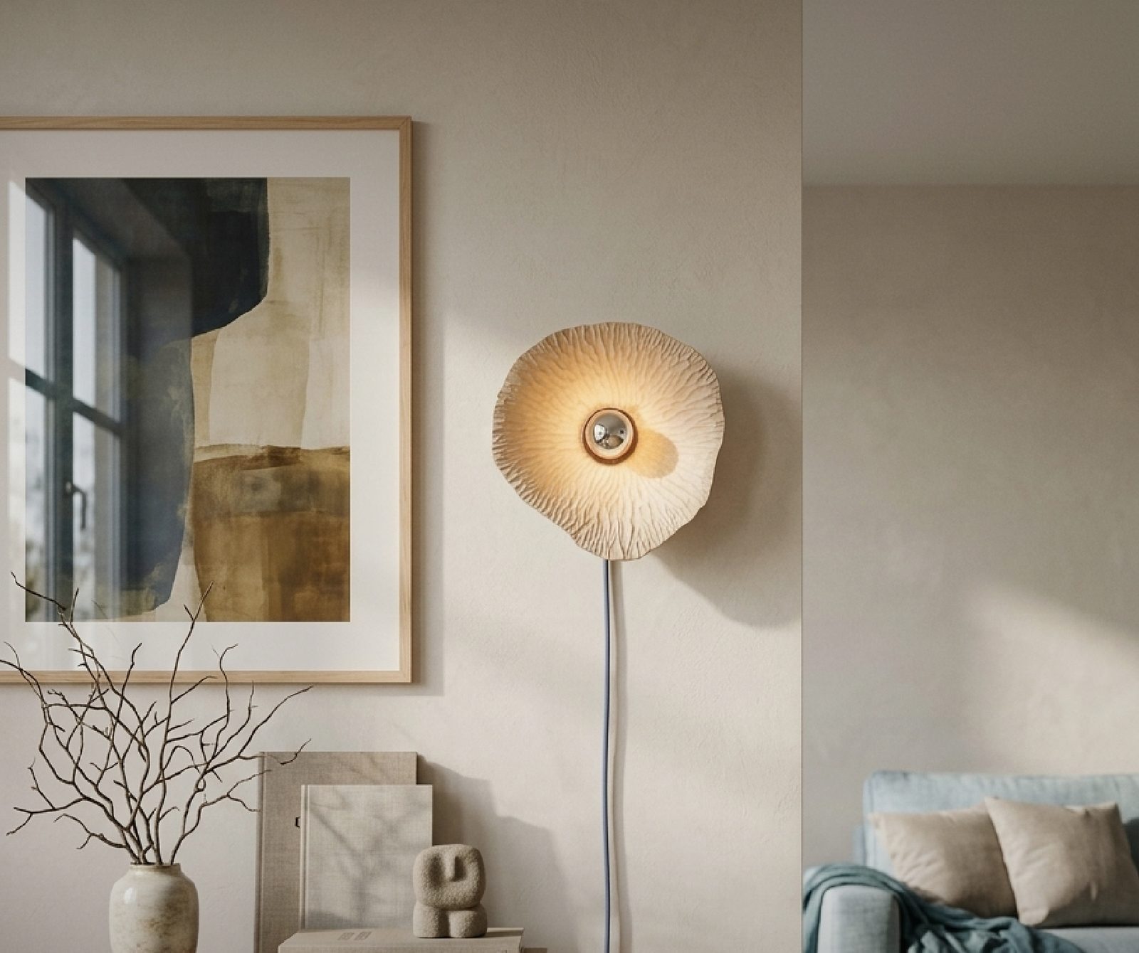 zidna keramicka lampa u dnevnom boravku